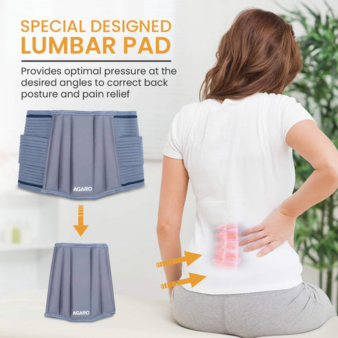 Lumbo Sacral Belt With Double Strapping, Back Support For the Lumbar Spine, Pain Relief, Back Brace for Men and Women, Large, Grey